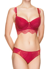 Lauma, Red Underwired Padded Lace Bra, On Model Front, 41H31