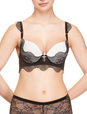 Lauma, Black Moulded Push Up Lace Bra, On Model Front, 41H35