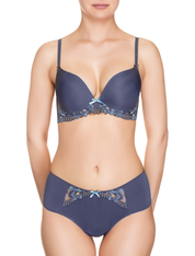 Lauma, Blue Moulded Push-up Bra, On Model Front, 44H35