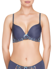 Lauma, Blue Moulded Push-up Bra, On Model Front, 44H35