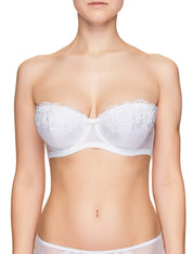 Lauma, White Strapless Balconette Bra, On Model Front, 46H30