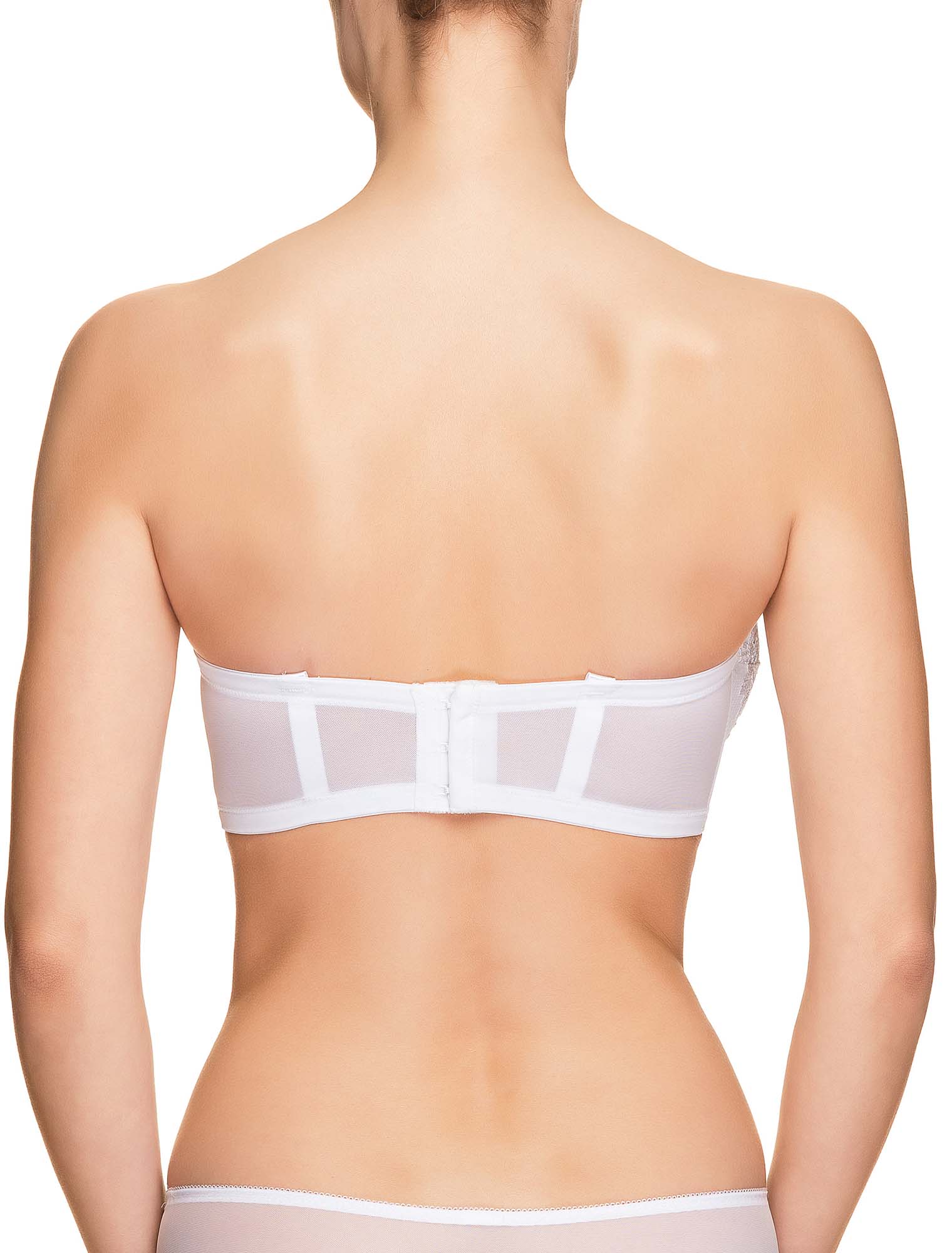 Lauma, White Strapless Balconette Bra, On Model Back, 46H30