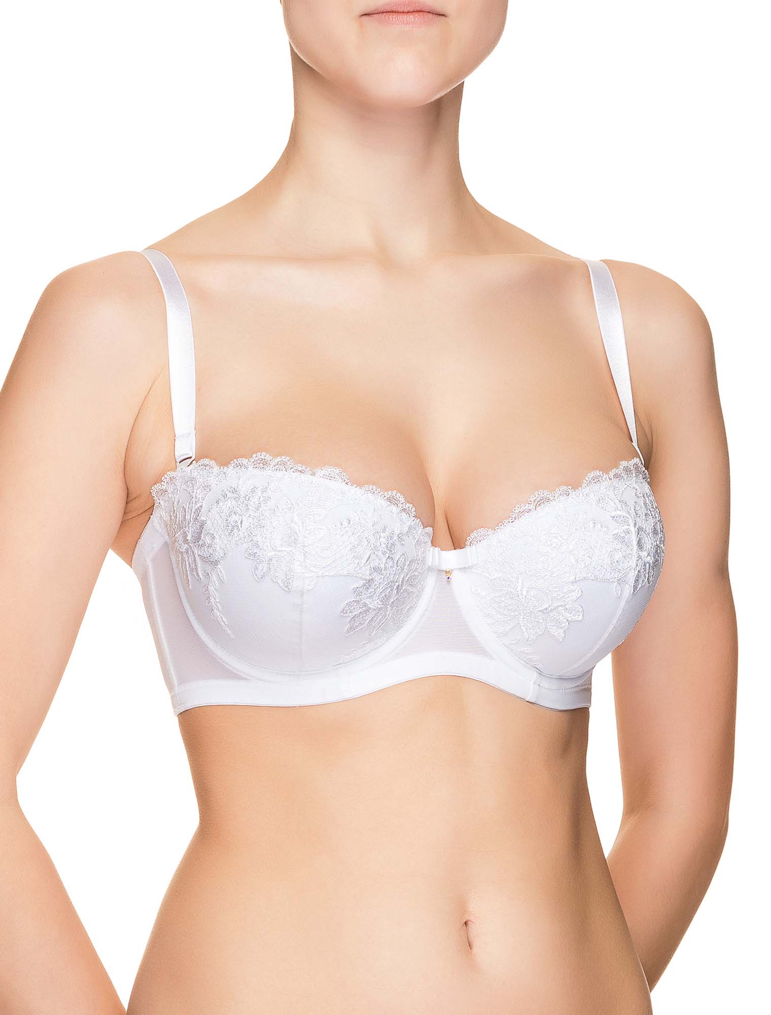 Lauma, White Balconette Bra, On Model Front, 46H30