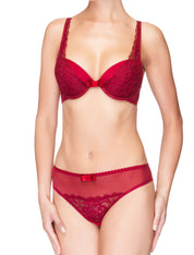 Lauma, Red Plunge Push Up Bra, On Model Front, 47H10
