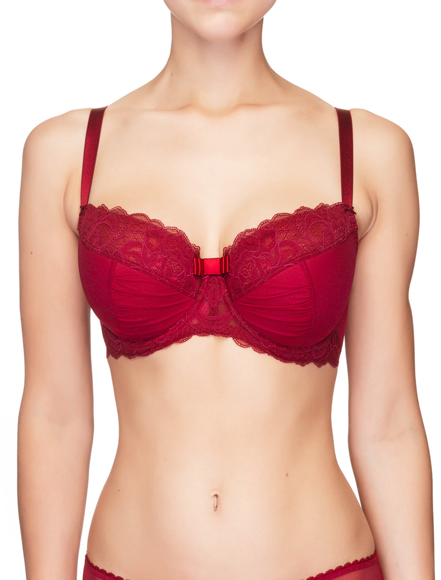 Lauma, Red Half Padded Bra, On Model Front, 47H40