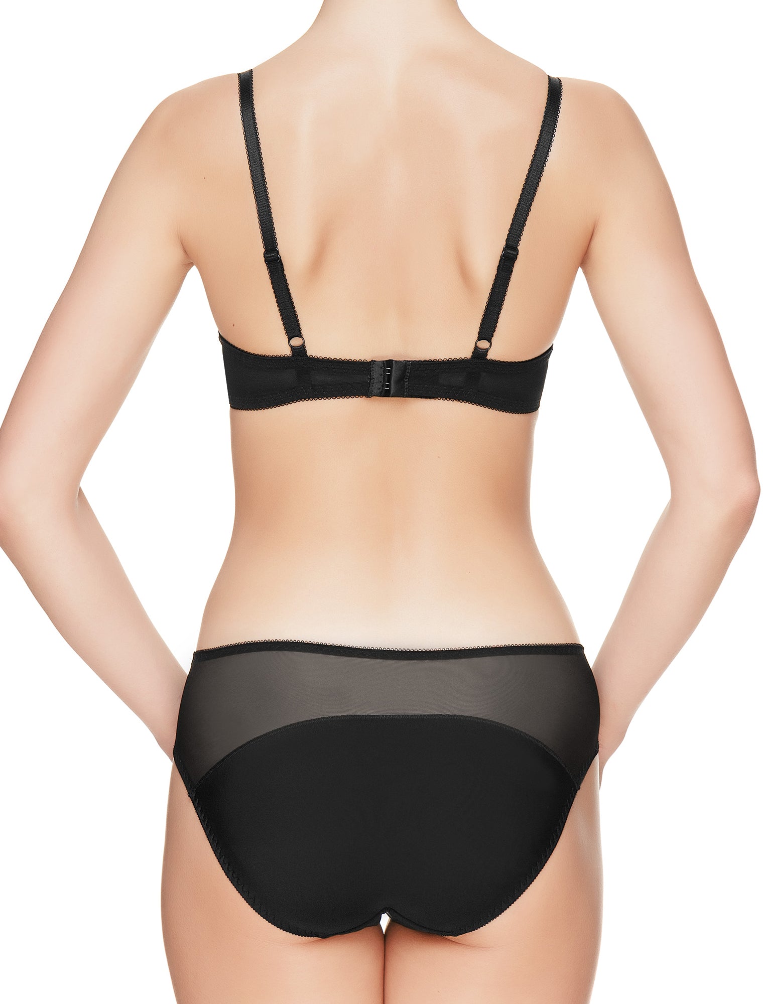 Lauma, Black Mid Waist Panties, On Model Back, 48J50