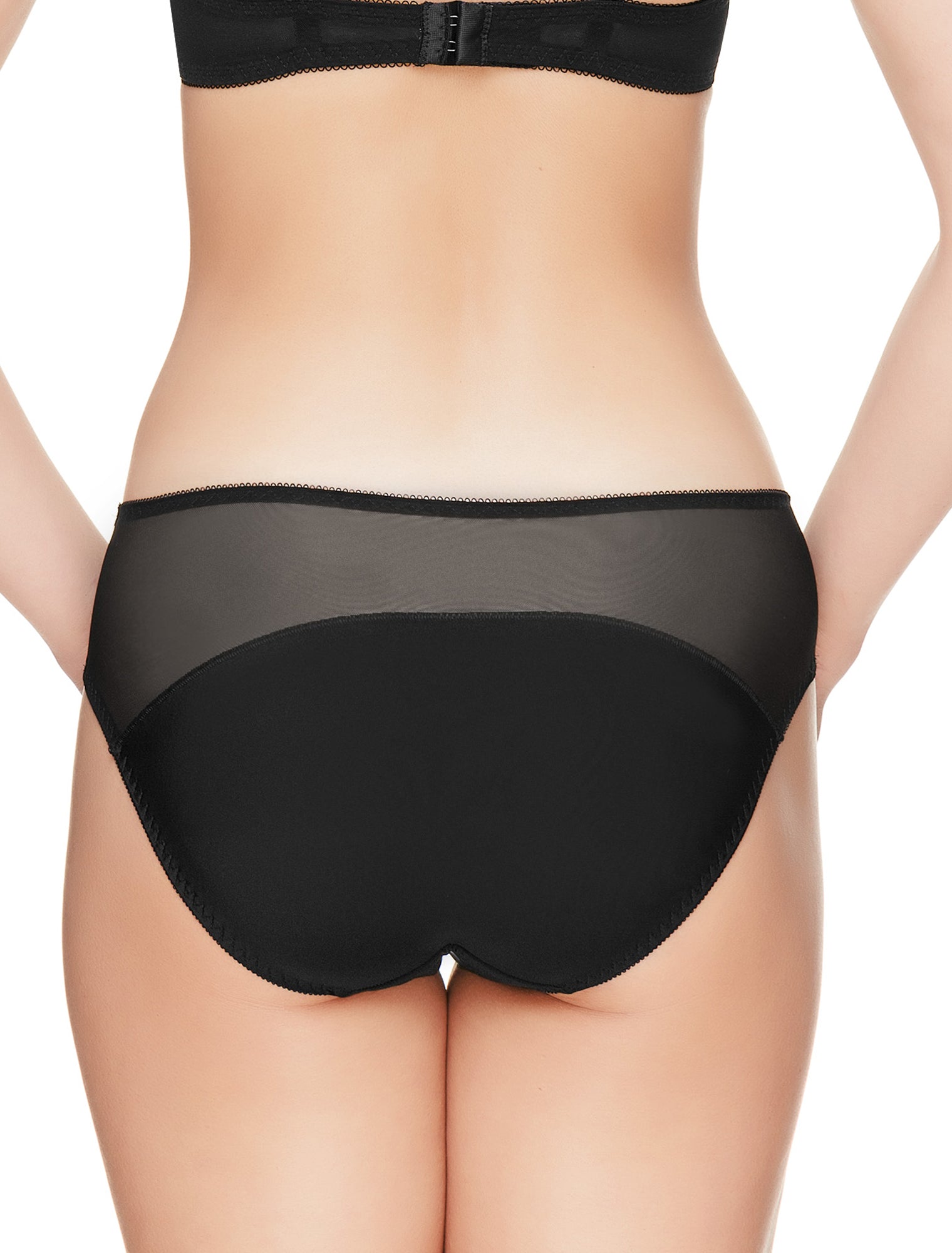 Lauma, Black Mid Waist Panties, On Model Back, 48J50