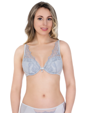 Lauma, Grey Plunge Push-up Bra Bra, On Model Front, 49K10