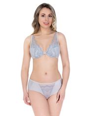 Lauma, Grey Plunge Push-up Bra Bra, On Model Front, 49K10