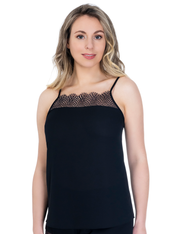 Lauma, Black Pyjama Top, On Model Front, 49K71