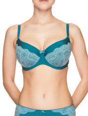 Lauma, Green Underwired Padded Bra, On Model Front, 50H40