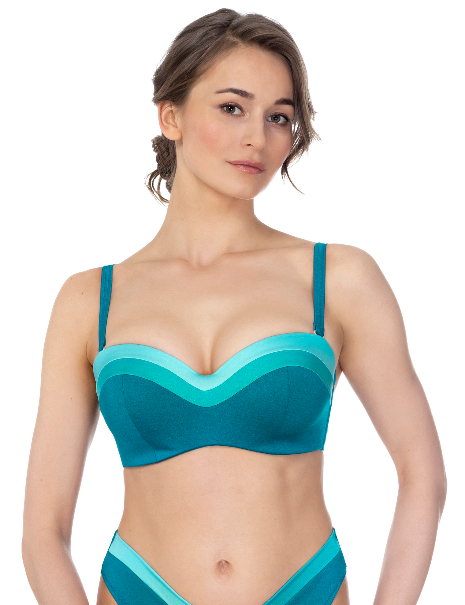 Lauma, Teal Color Bikini Top, On Model Front, 51K30