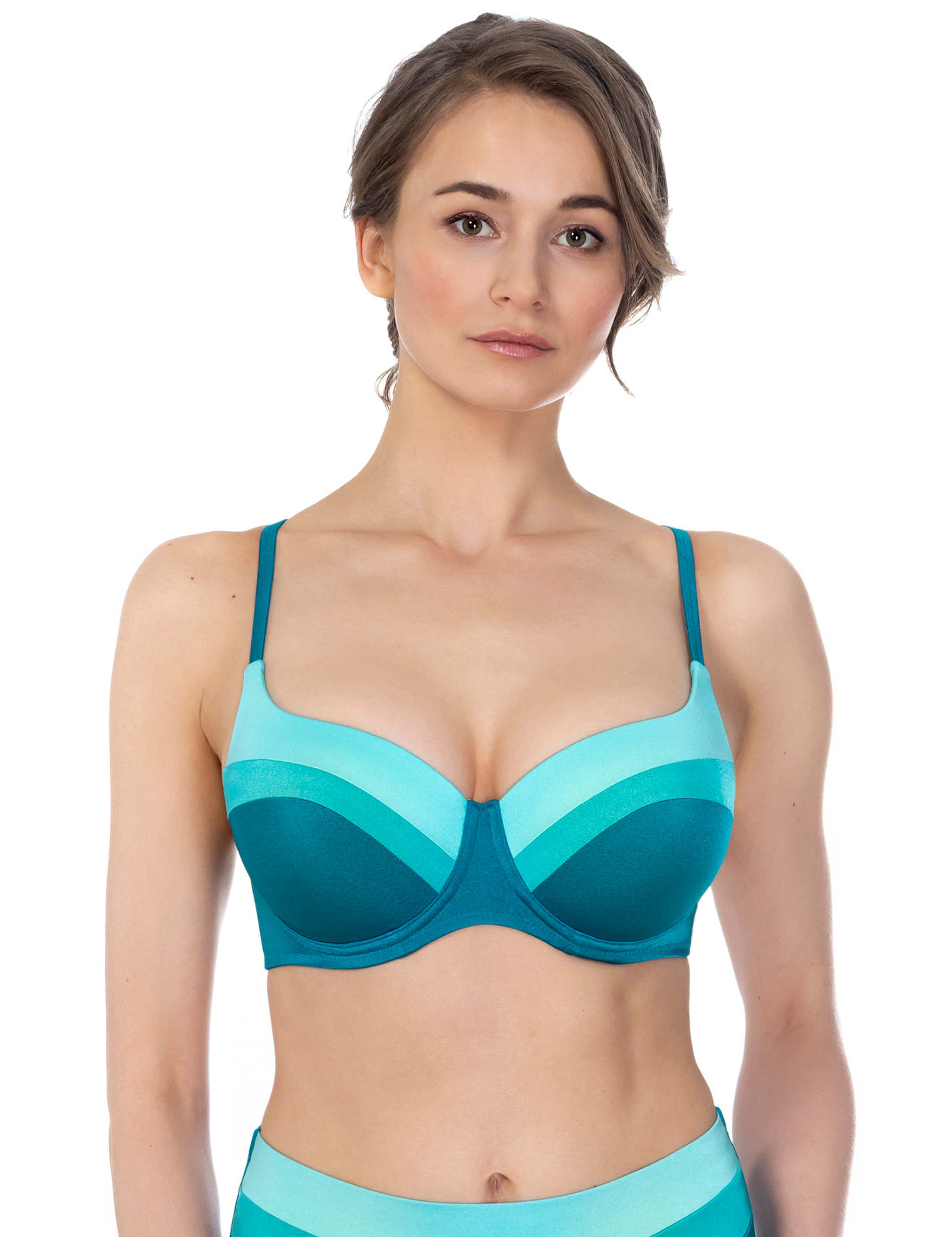 Lauma, Teal Color Bikini Top, On Model Front, 51K31