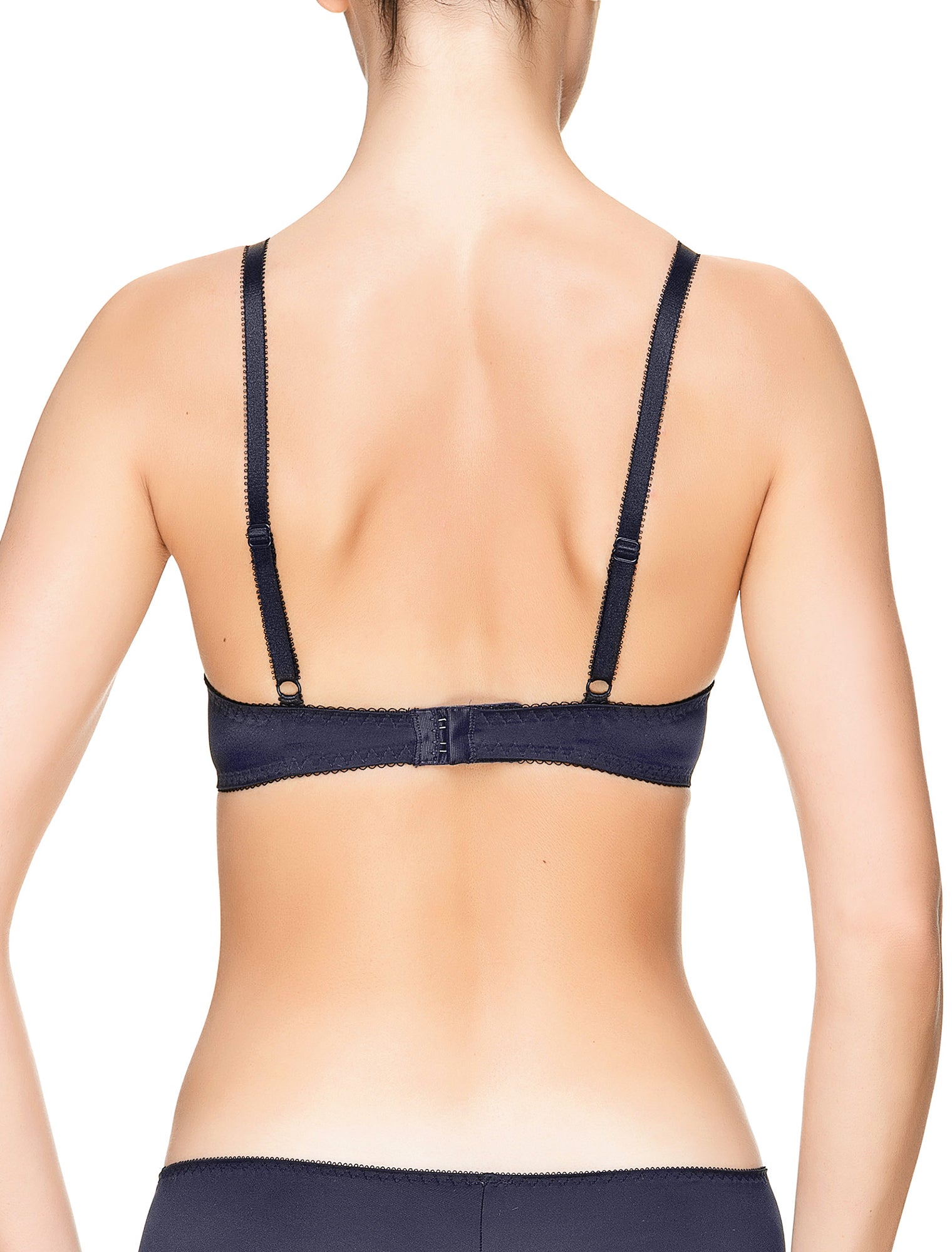 Lauma, Blue Embroidery Plunge Push-up Bra, On Model Back, 53J35