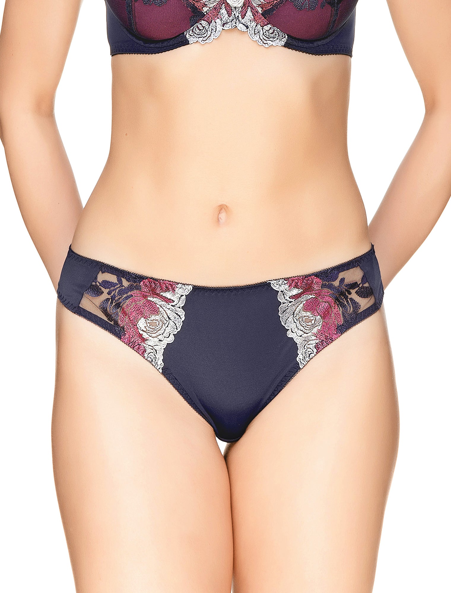 Lauma, Blue Embroidery String Panties , On Model Front, 53J60