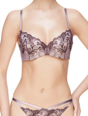 Lauma, Mauve Pink Emroidered Push-Up Bra, On Model Front, 54J10