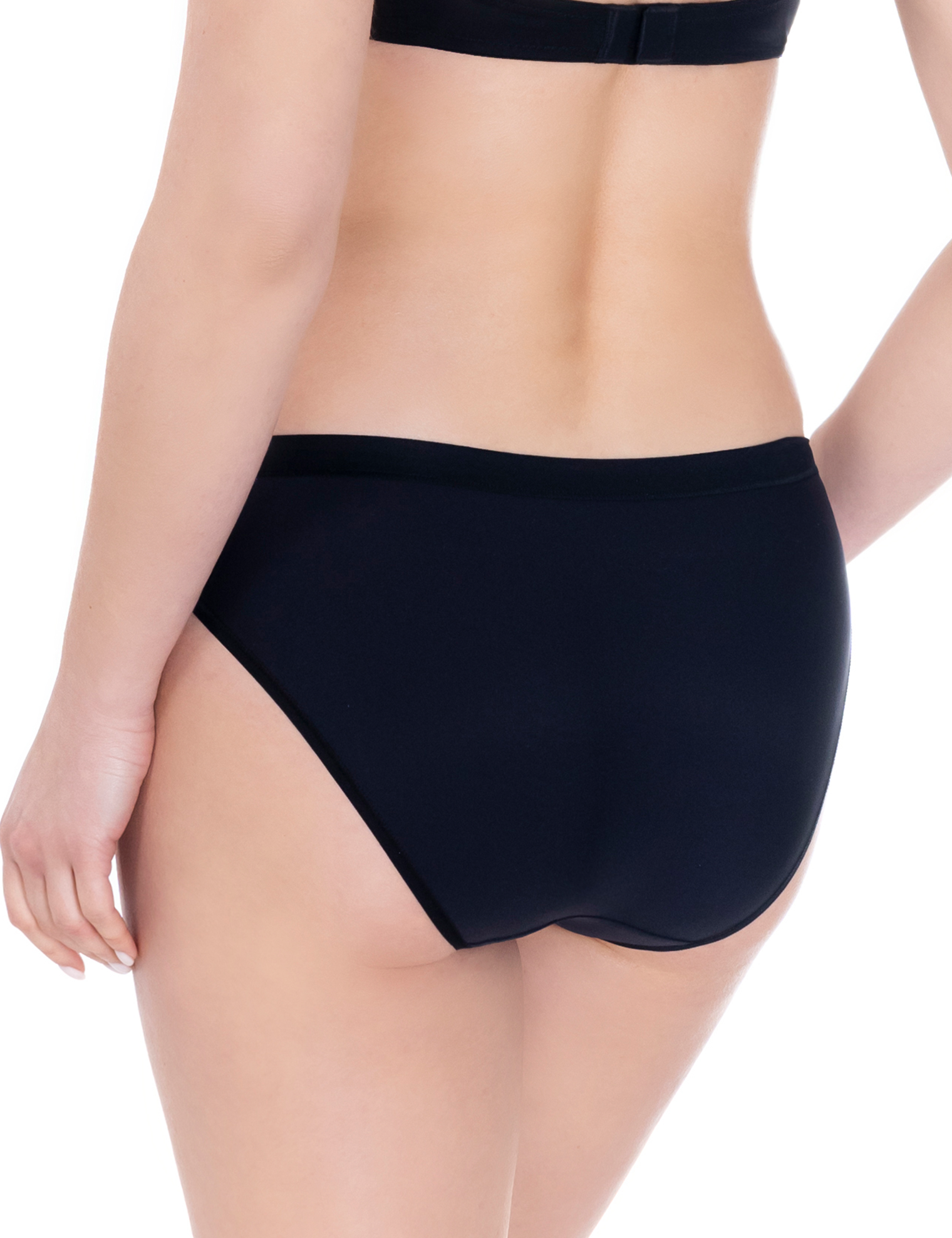 Lauma, Black Mid Waist Panties, On Model Back, 55K50