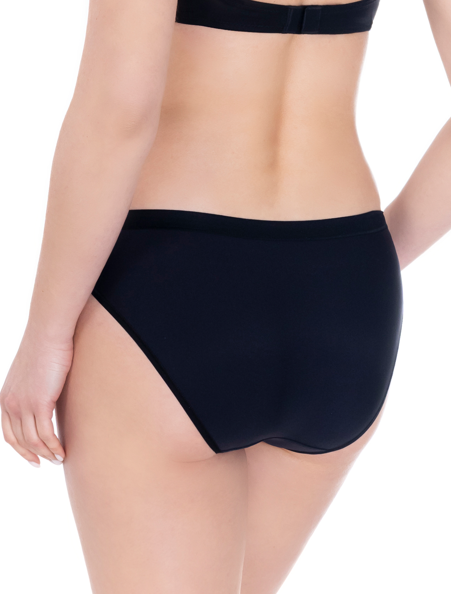 Lauma, Black Mid Waist Panties, On Model Back, 55K50