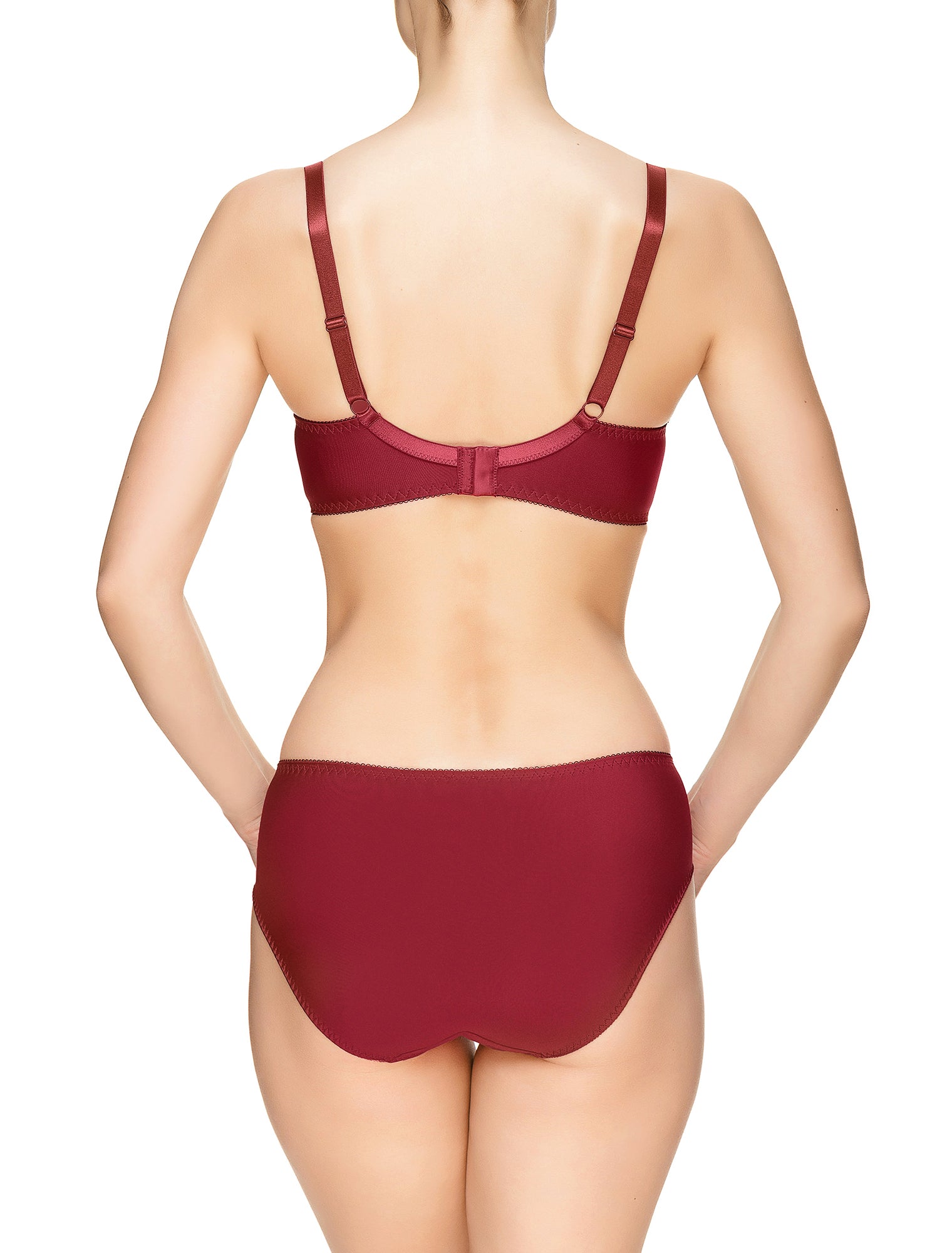 Lauma, Dark Red Half-padded Bra, On Model Back, 61J40