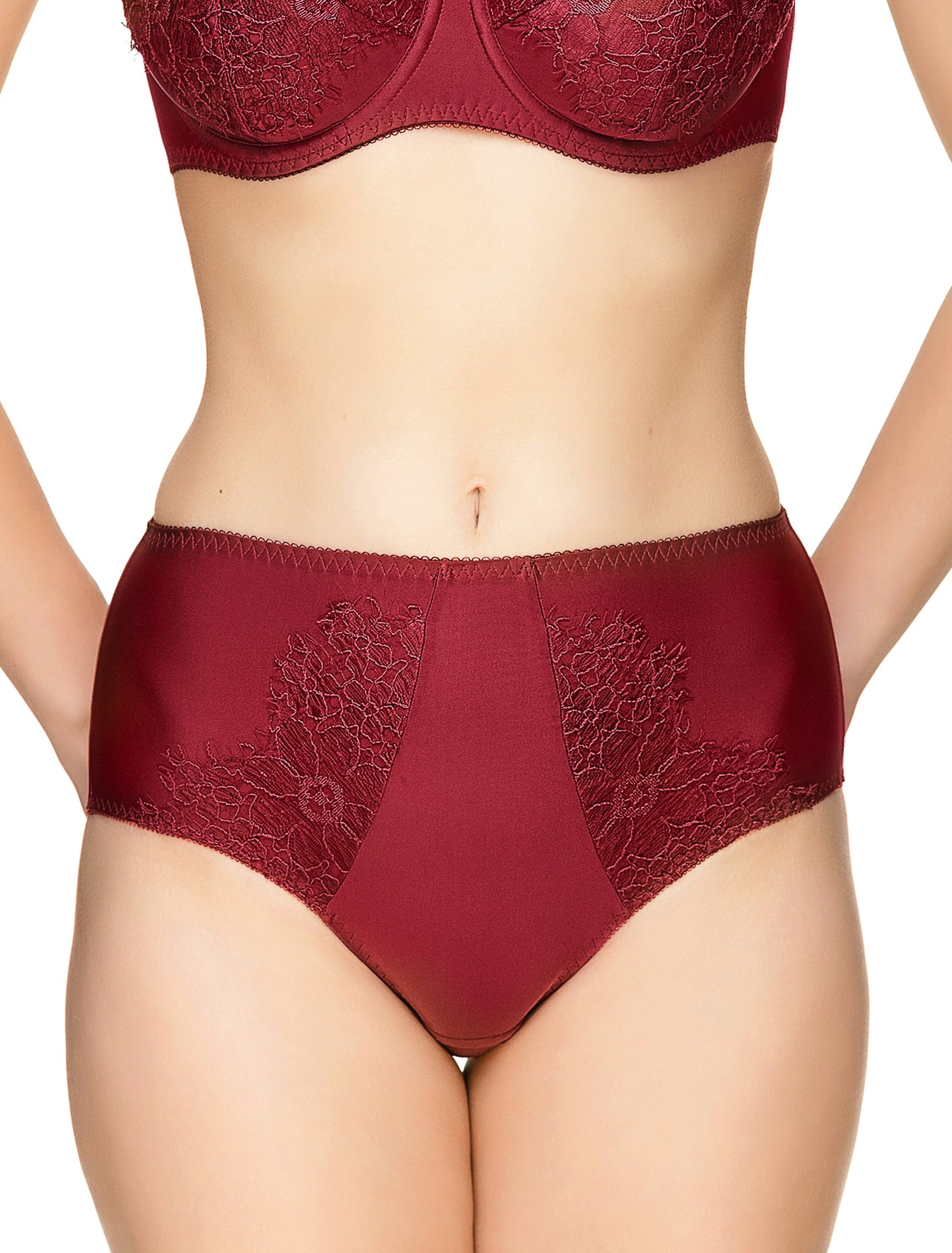 Lauma, Dark Red High Waist Panties, On Model Front, 61J51