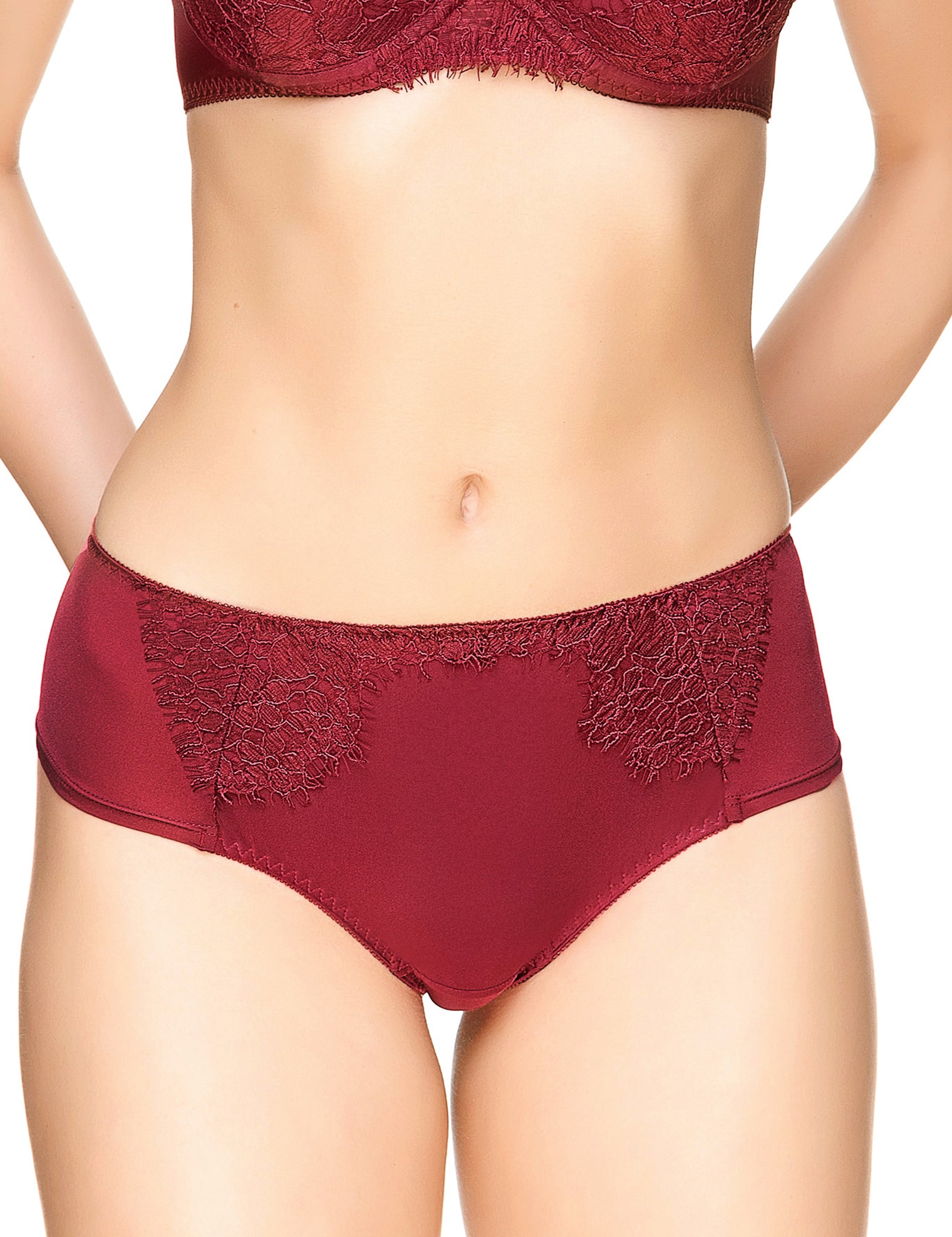 Lauma, Dark Red Shorts Panties, On Model Front, 61J70