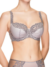 Lauma, Grey Non-padded Lace Bra, On Model Front, 64H20