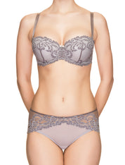 Lauma, Grey Lace Balconette Bra, On Model Front, 64H30