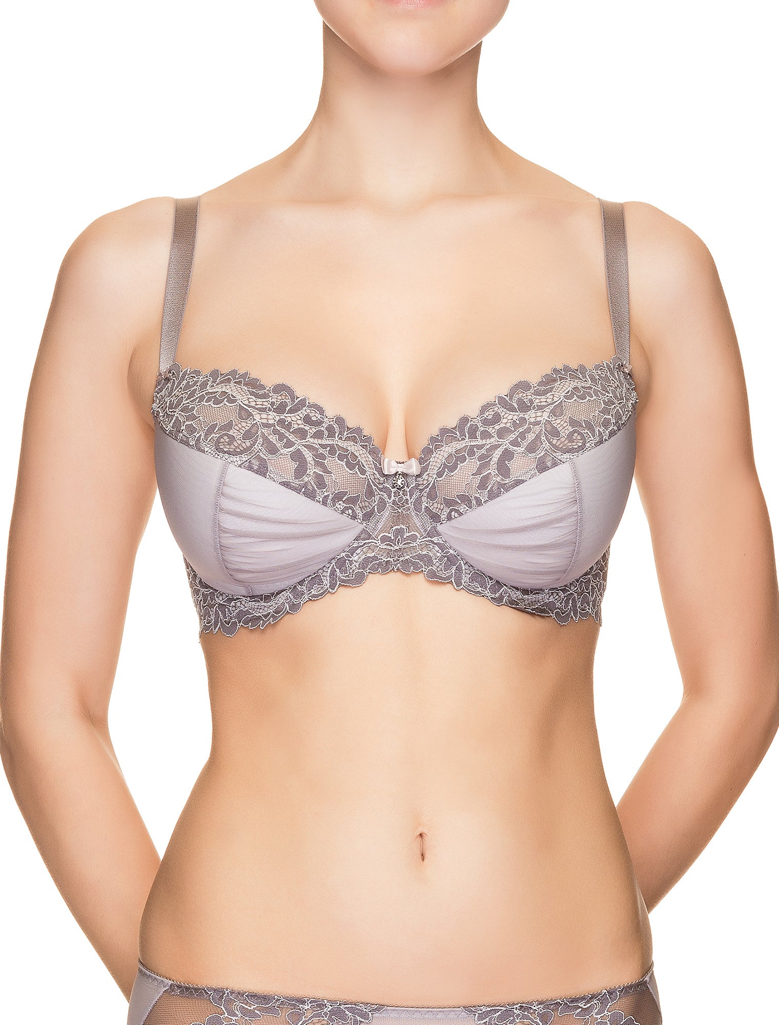 Lauma, Grey Half Padded Bra, On Model Front, 64H40