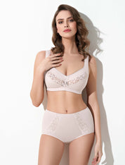 Lauma, Beige Wireless Bra, On Model Front, 66A24
