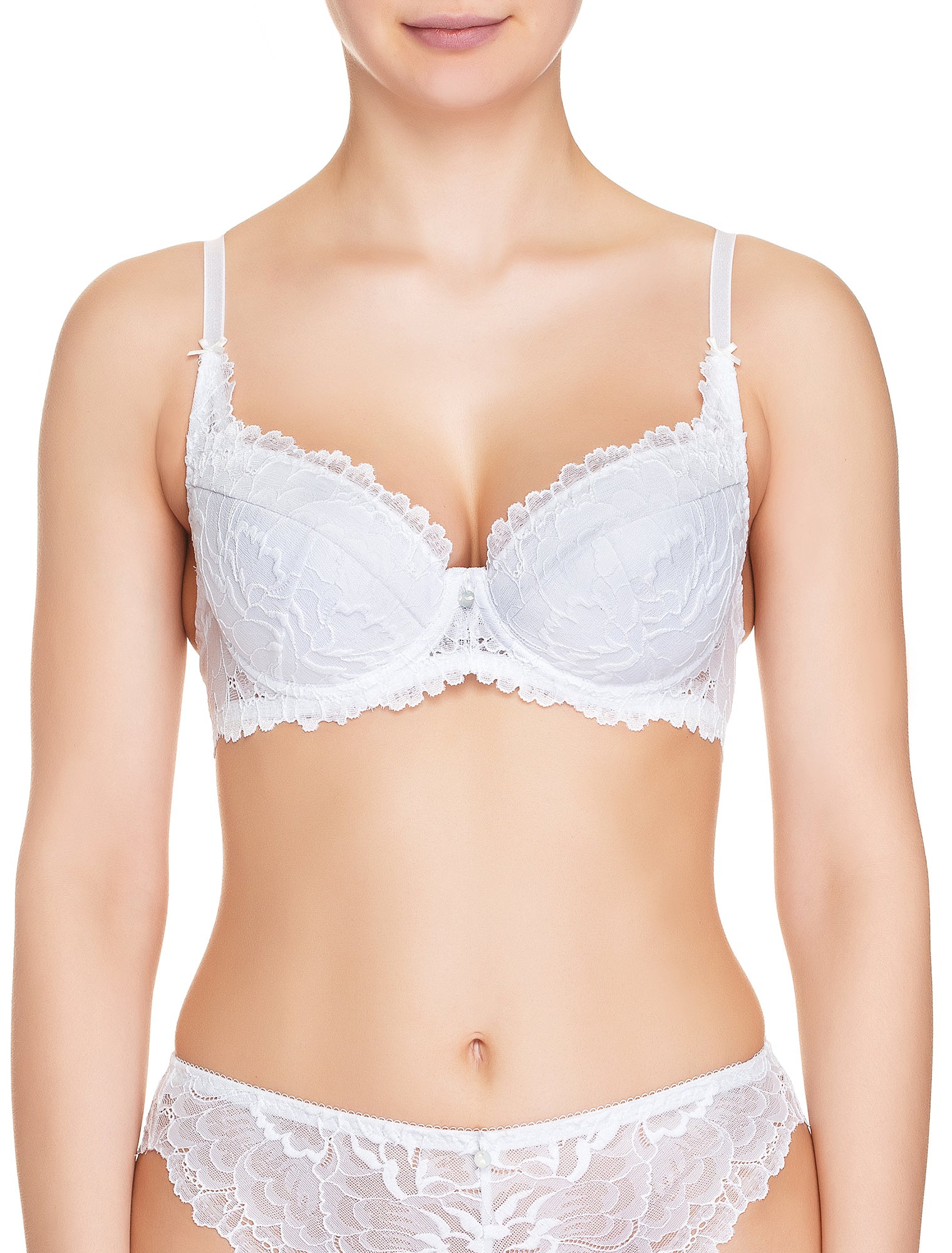 Lauma, White Lace Push Up Bra, On Model Front, 66H15