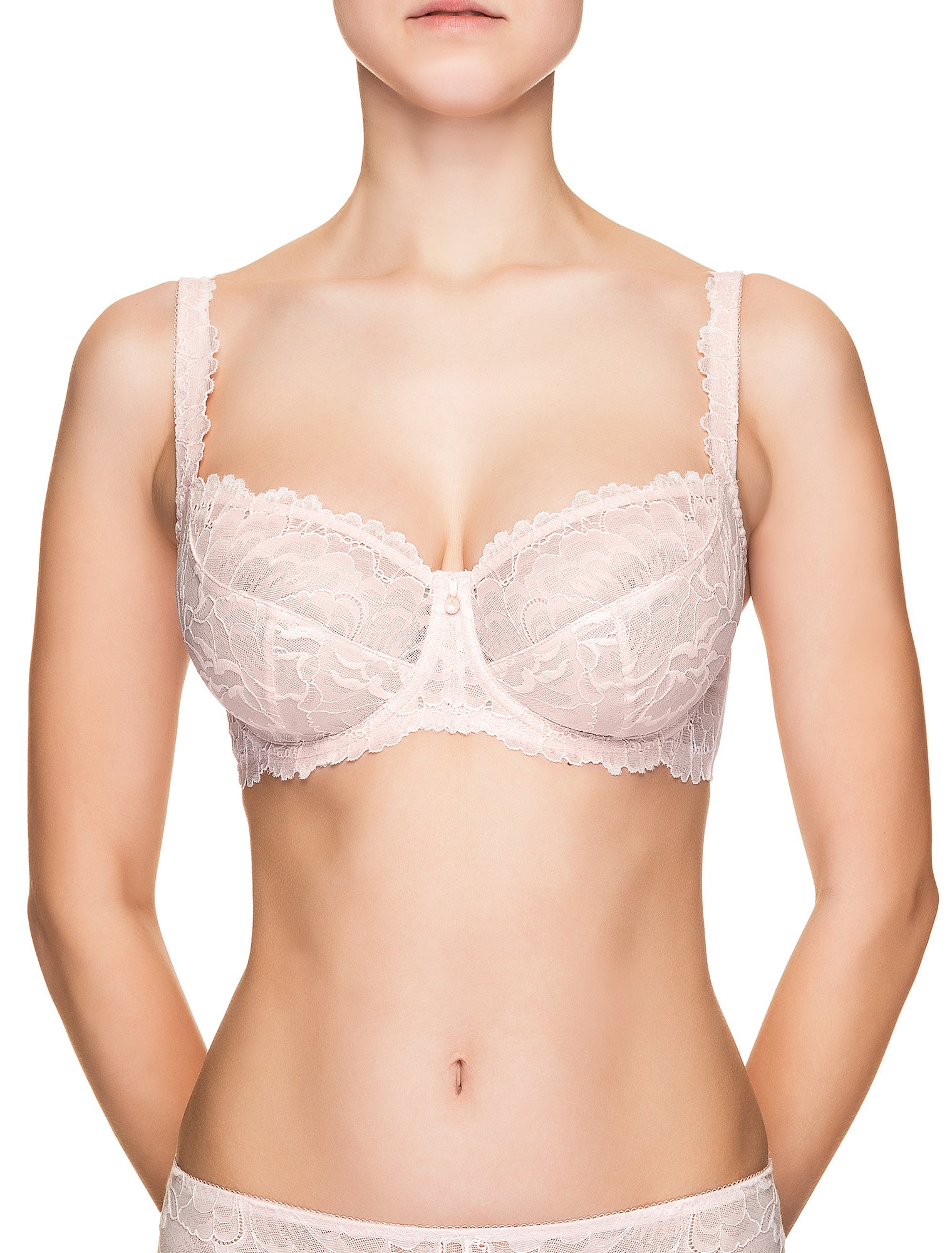 Lauma, Light Pink Underwired Lace Soft-cup Bra, On Model Front, 66H20