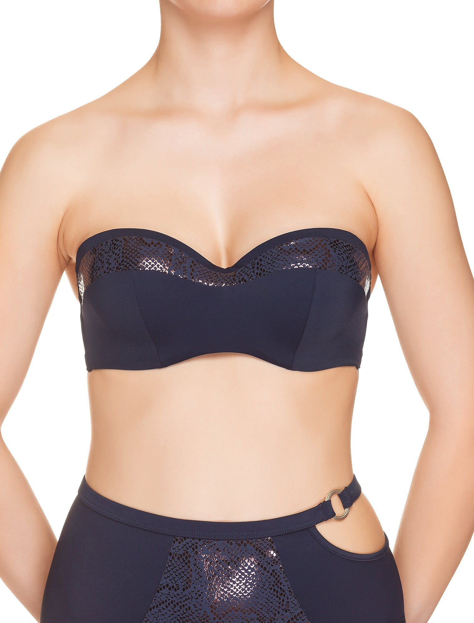 Lauma, Blue Bandeau Bikini Top, On Model Front, 70H30