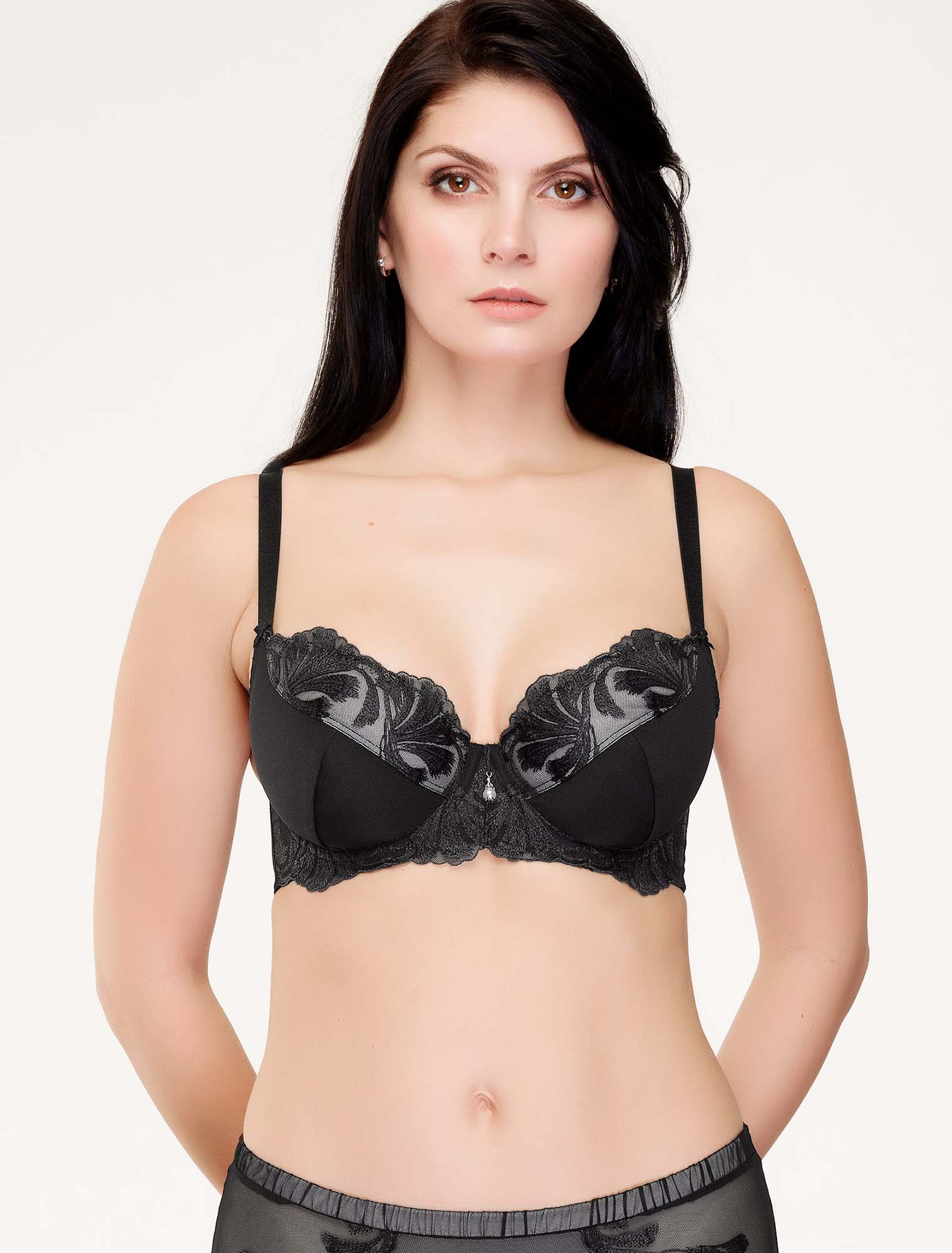 Lauma, Black Underwired Non-Padded Bra, On Model Front, 70J20