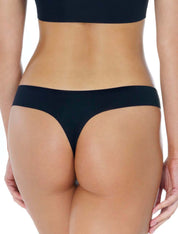 Lauma, Black Mid Waist Seamless String Briefs, On Model Back, 71D61