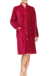 Lauma, Dark Red Warm Fleece Robe, On Model Front, 74D74