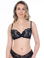 Lauma, Black Push-up Bra, On Model Front, 72F10