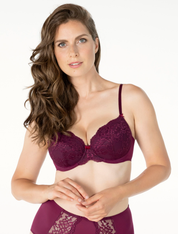 Lauma, Burgundy Push-up Bra, On Model Front, 72F16