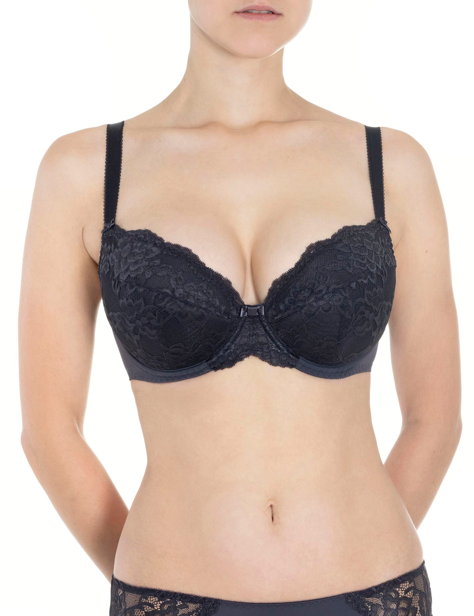 Lauma, Dark Grey Push-up Bra, On Model Front, 72F16