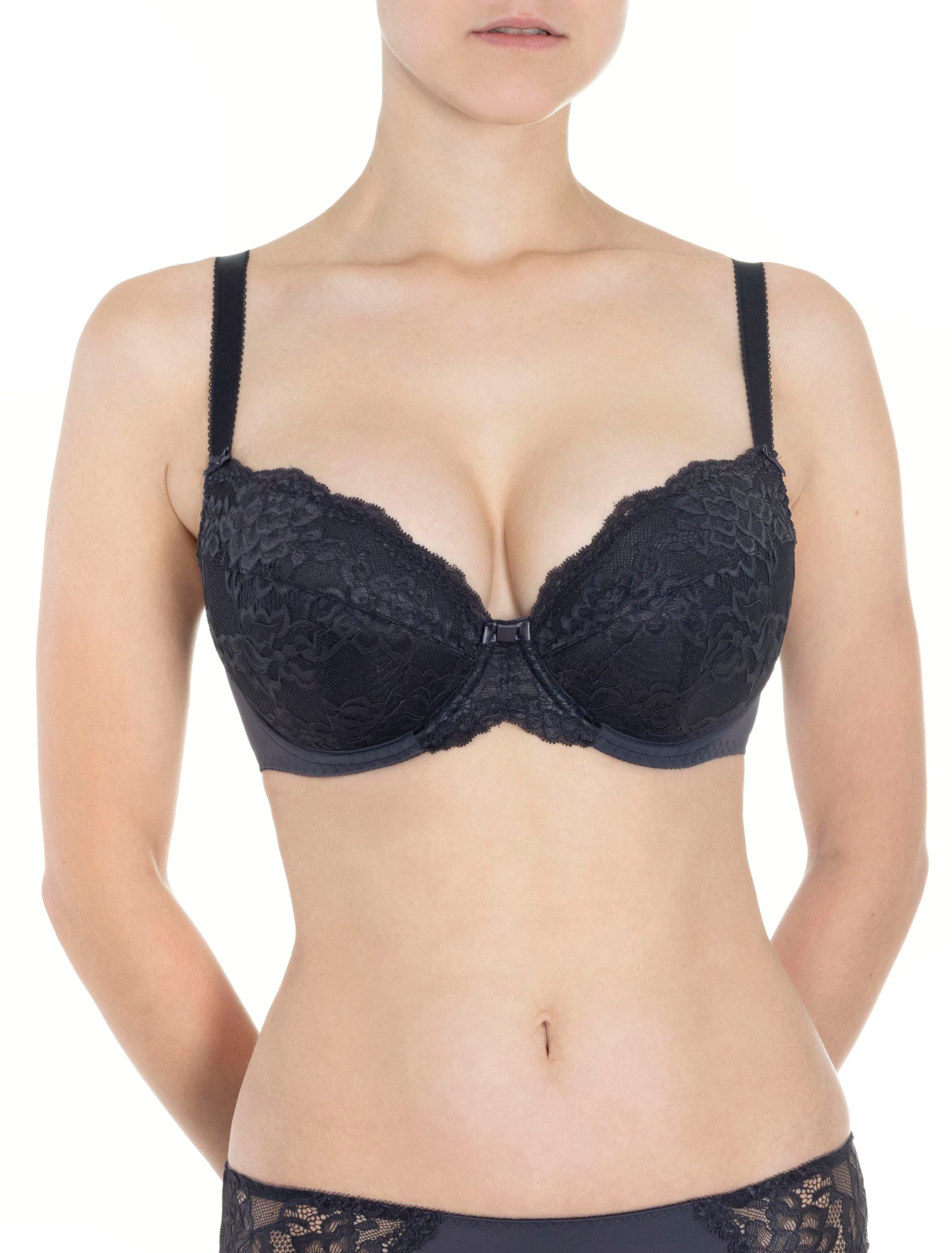 Lauma, Dark Grey Push-up Bra, On Model Front, 72F16