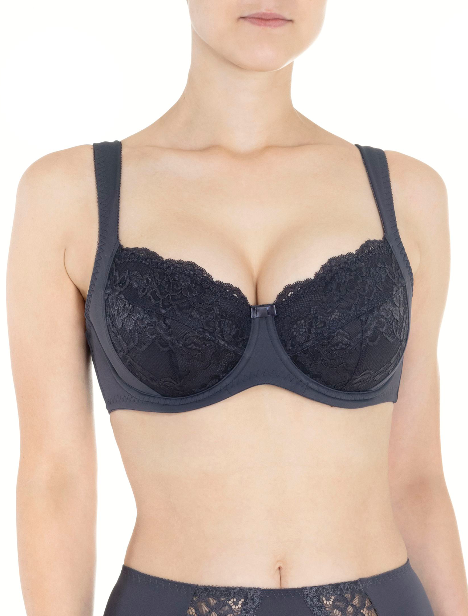 Lauma, Dark Grey Non-padded Side Support Bra, On Model Front, 72F22
