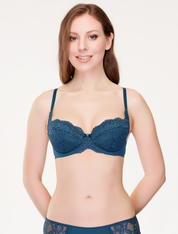 Lauma, Blue Push-up Bra, On Model Front, 72F31