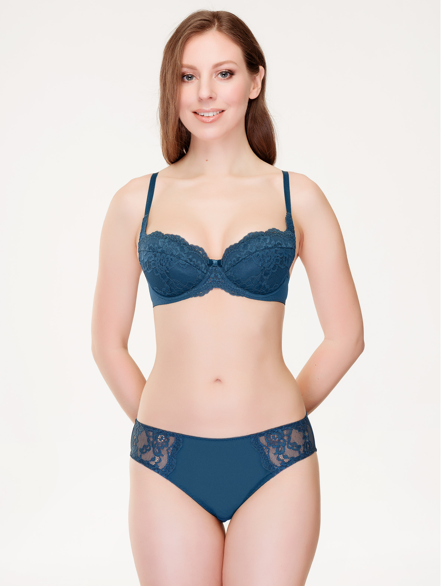 Lauma, Blue Push-up Bra, On Model Front, 72F31