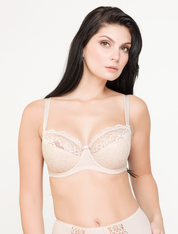 Lauma, Beige Half-padded Bra, On Model Front, 72F40