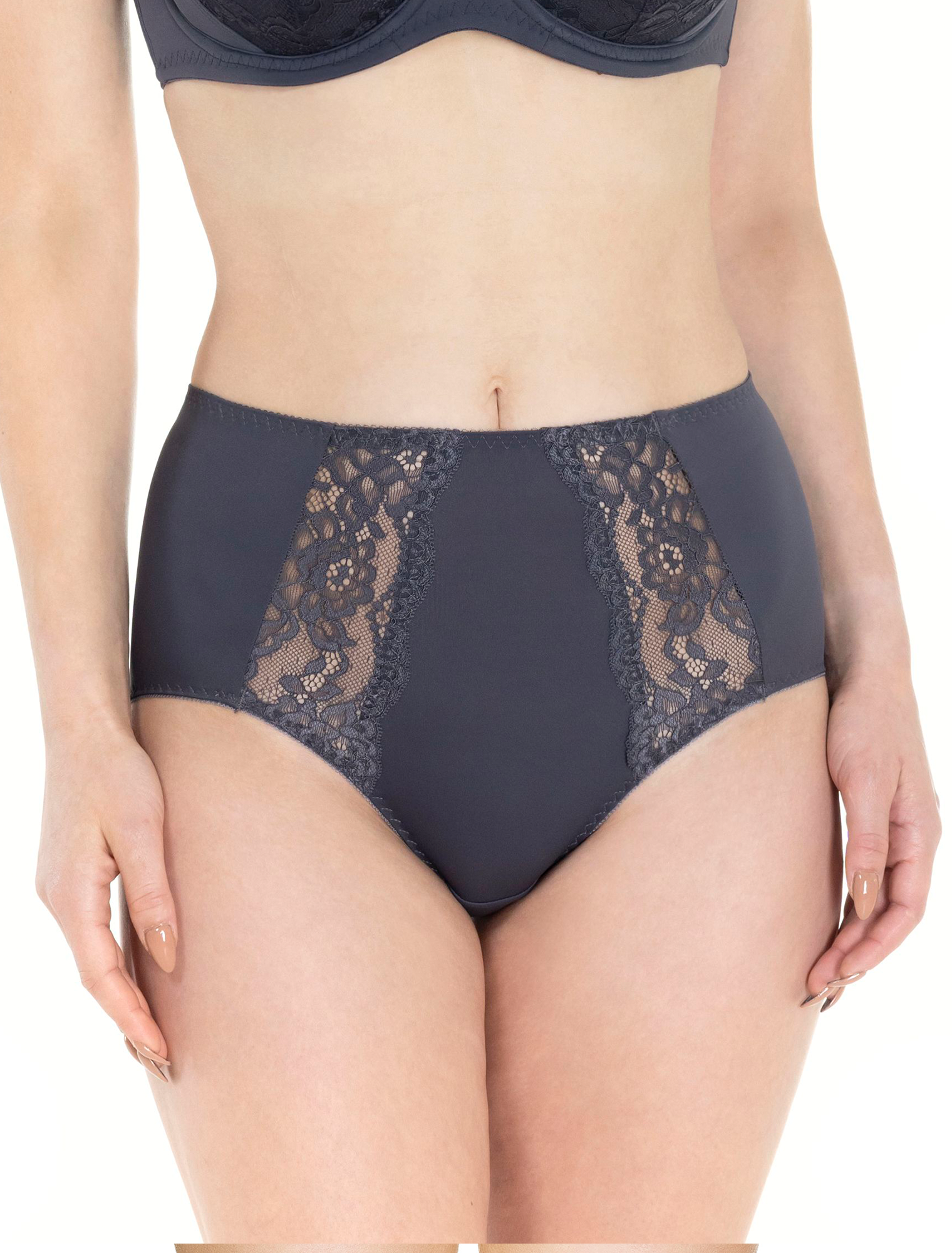 Lauma, Dark Grey High Waist Panties, On Model Front, 72F51