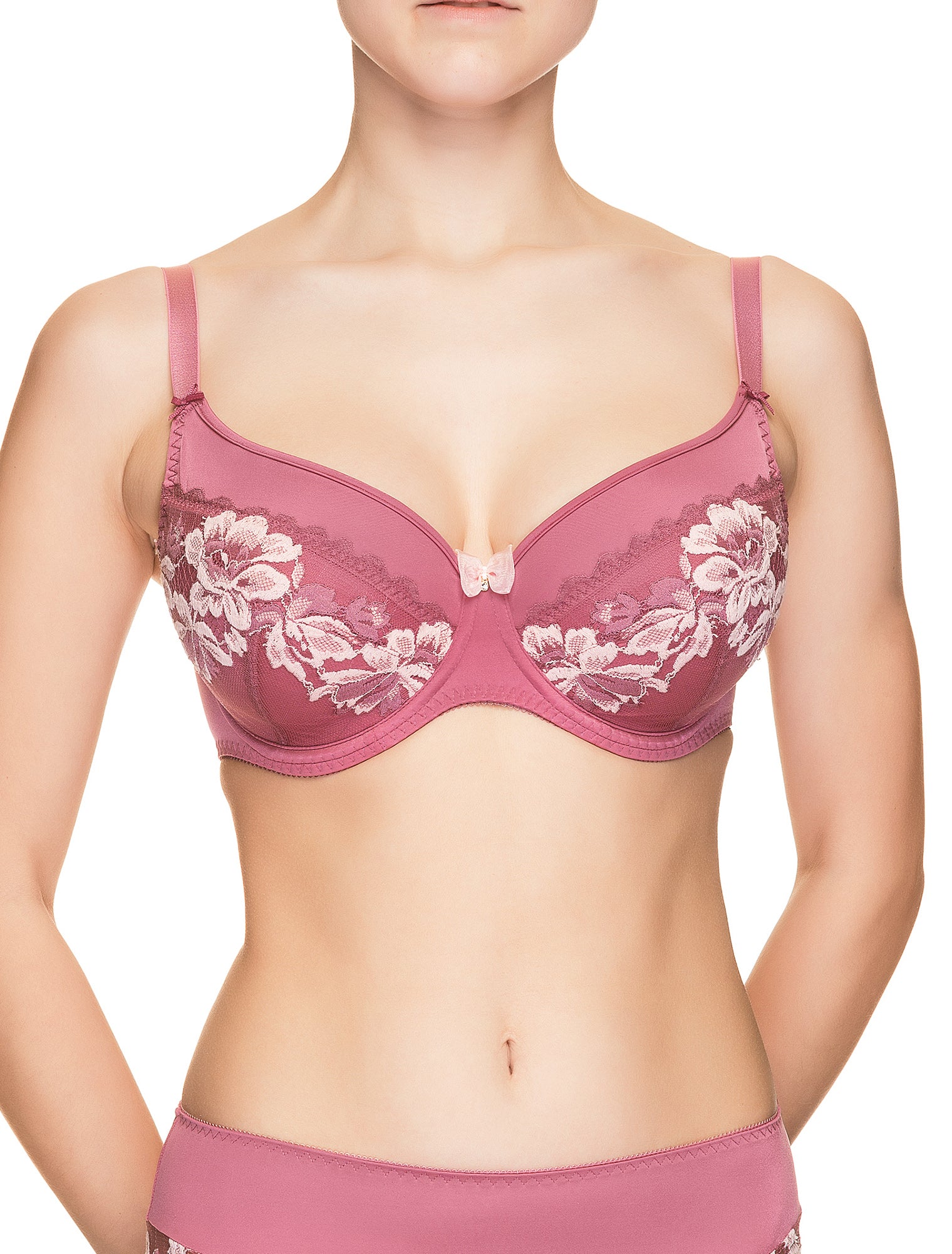 Lauma, Pink Half Padded Bra, On Model Front, 73H40