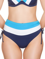 Lauma, Blue High Waist Bikini Bottoms, On Model Front, 74H51
