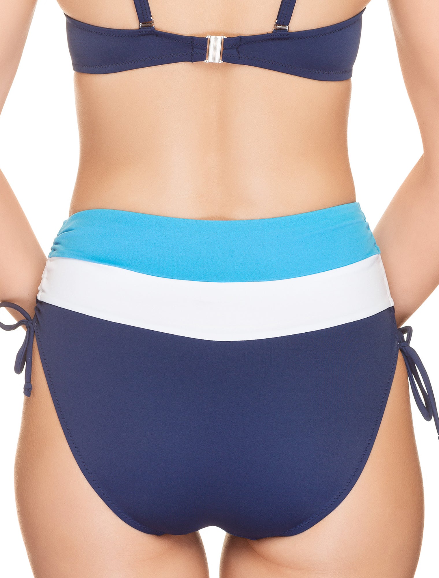 Lauma, Blue High Waist Bikini Bottoms, On Model Back, 74H51