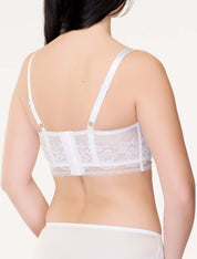 Lauma, White Half-padded Lace Bustier Bra, On Model Back, 74J40