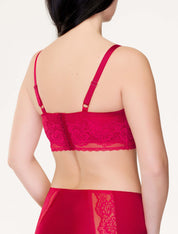 Lauma, Red Half-padded Lace Bustier Bra, On Model Back, 74J40