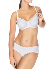 Lauma, White Uderwired Non-padded Cotton Nursing Bra, On Model Front, 75A20